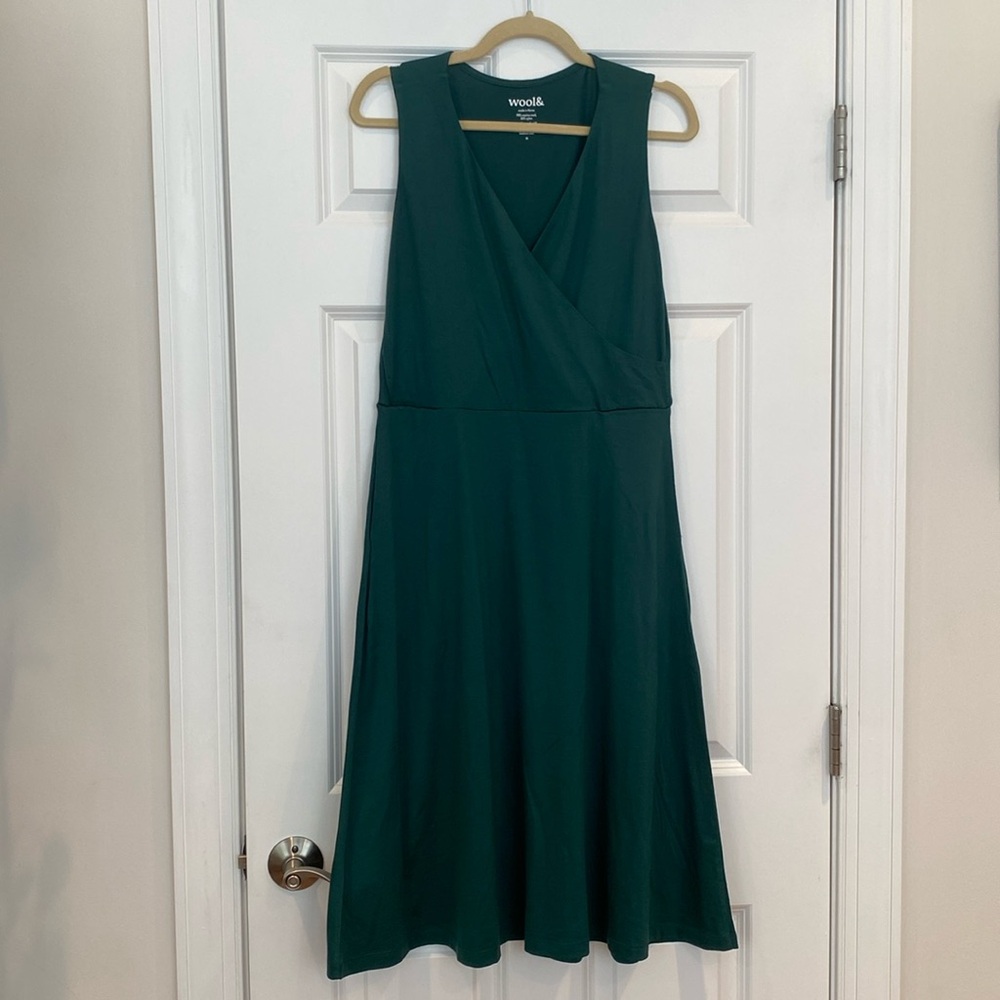 Wool& wool and nwot Isabelle wrap tank dress size M teal
